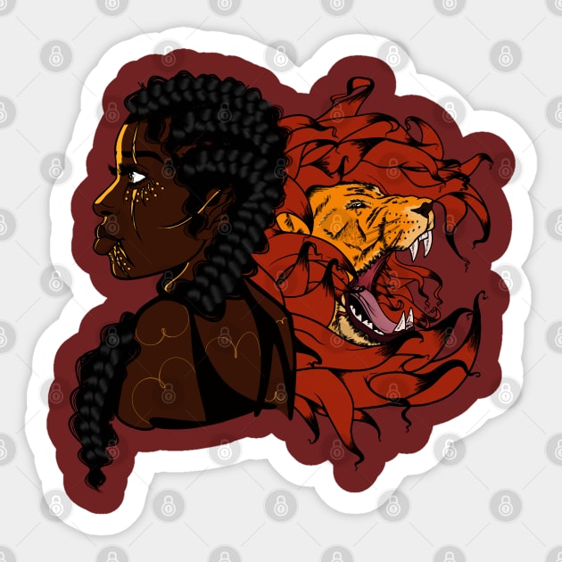 African Royalty and a beast Sticker by LaTresha Draws